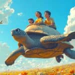 slow parenting - family on turtle