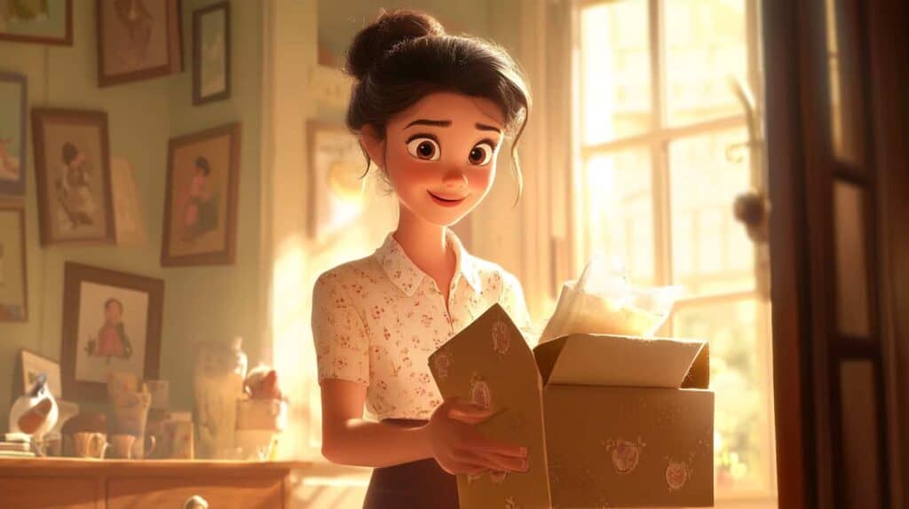 maman heureuse de recevoir une box cadeau