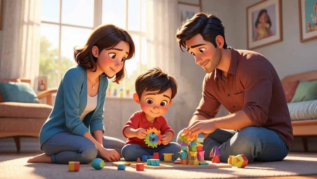 pais brincando com seus filhos